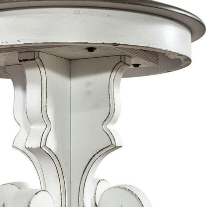 Magnolia Manor Round End Table in Antique White