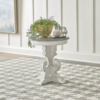 Magnolia Manor Round End Table in Antique White