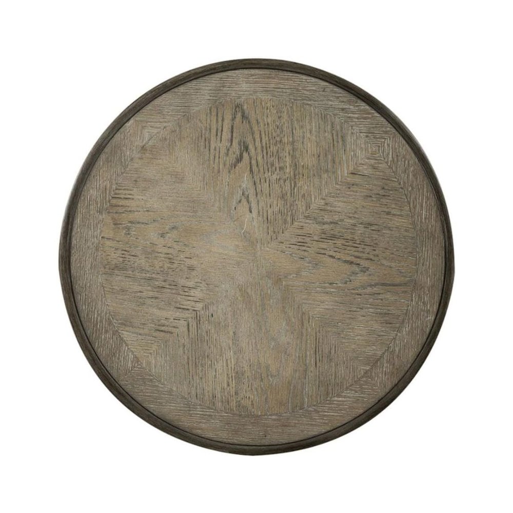 Antique White Round Side Table Accent Piece for Rustic Living Rooms