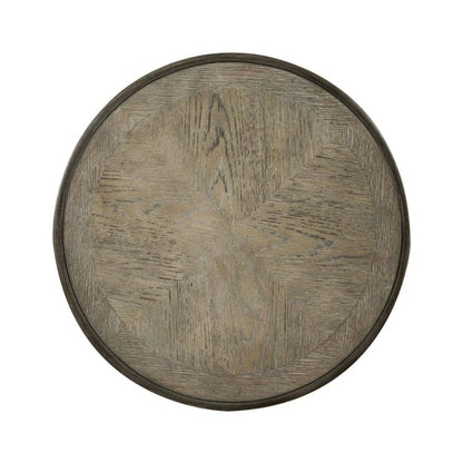Antique White Round Side Table Accent Piece for Rustic Living Rooms