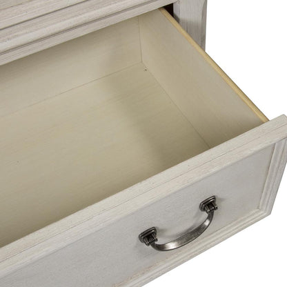Bayside 5 Drawer Chest in Antique White w/ Heavy Wirebrush