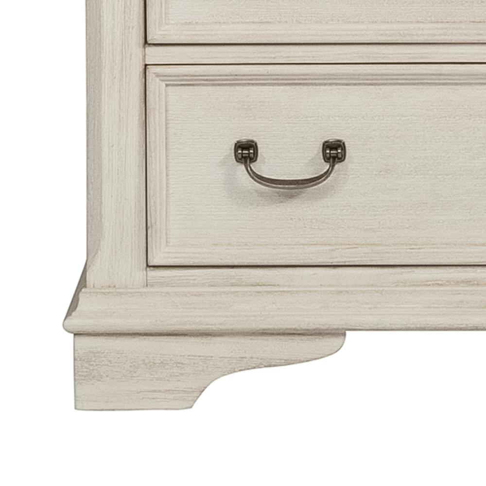 Bayside 5 Drawer Chest in Antique White w/ Heavy Wirebrush