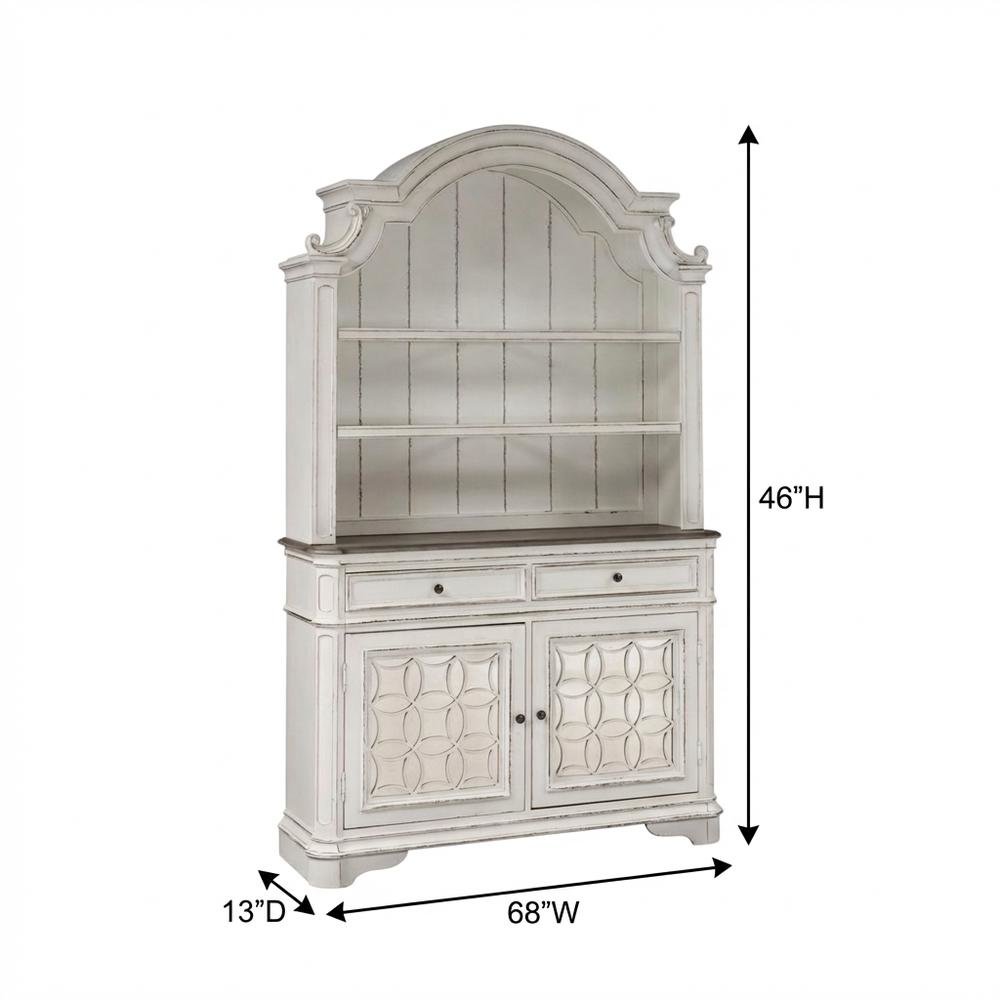 Traditional Rubberwood Hutch & Buffet with White Oak & Birch Veneers
