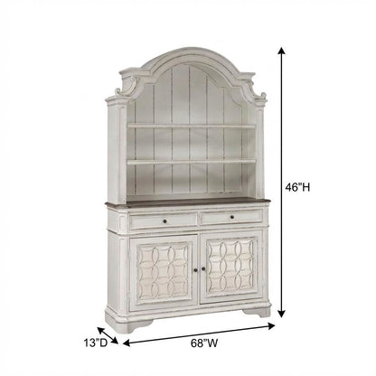 Traditional Rubberwood Hutch & Buffet with White Oak & Birch Veneers