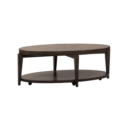 Penton Oval Cocktail Table in Espresso Stone