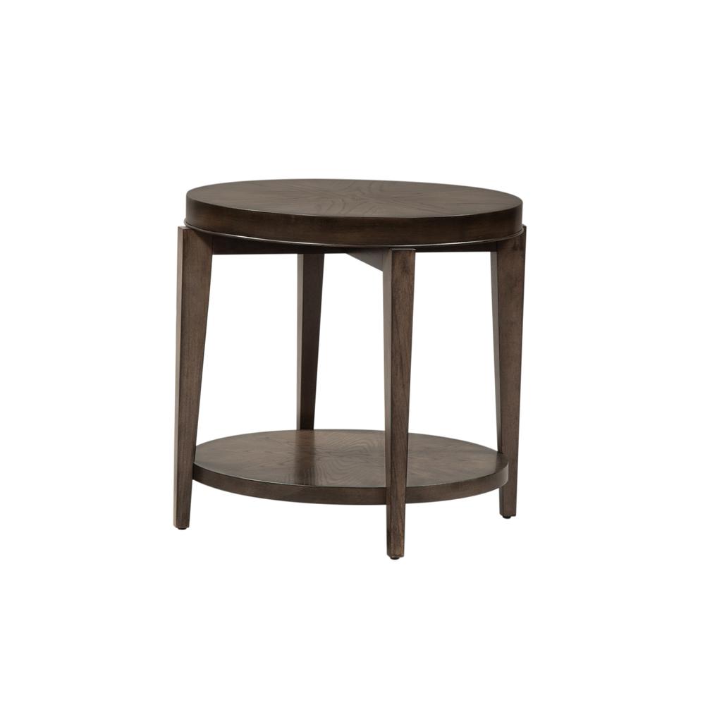 Penton Round End Table in Espresso Stone