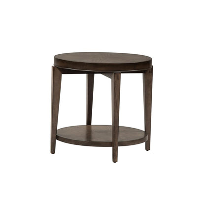 Penton Round End Table in Espresso Stone