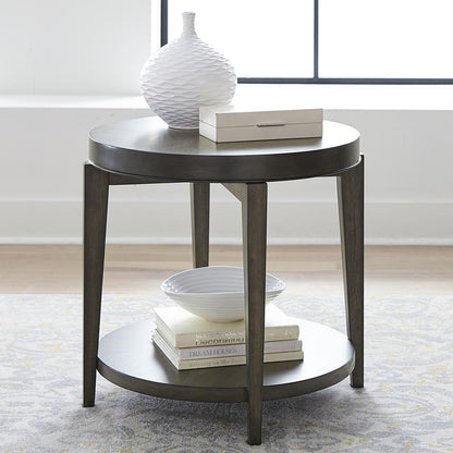 Penton Round End Table in Espresso Stone
