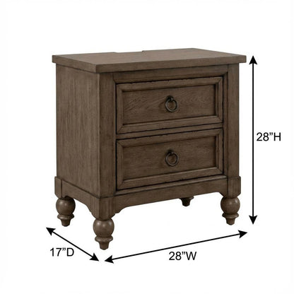 Dusty Taupe Nightstand with Charging Station and Modern Design