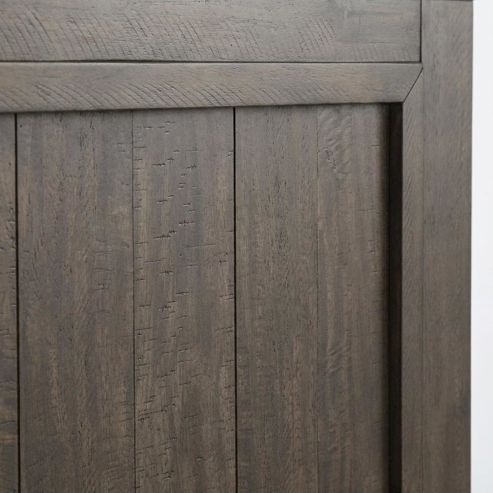 Rock Beaten Brown Twin Panel Headboard with Saw Cuts Rustic Solid Wood Design