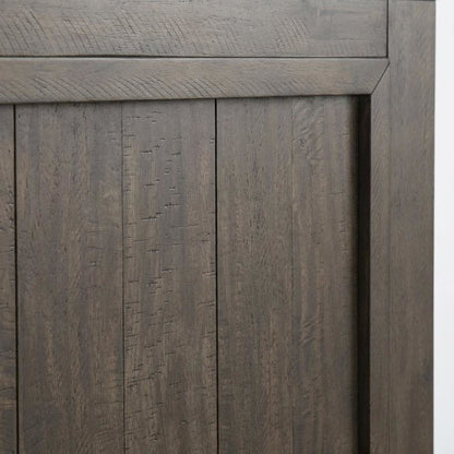 Rock Beaten Brown Twin Panel Headboard with Saw Cuts Rustic Solid Wood Design