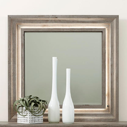 Horizons Lighted Mirror in Graystone