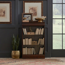 Stepped Bookcase Wall Home Office 4 PcSet Adjustable Shelves - Cognac Wood Frame