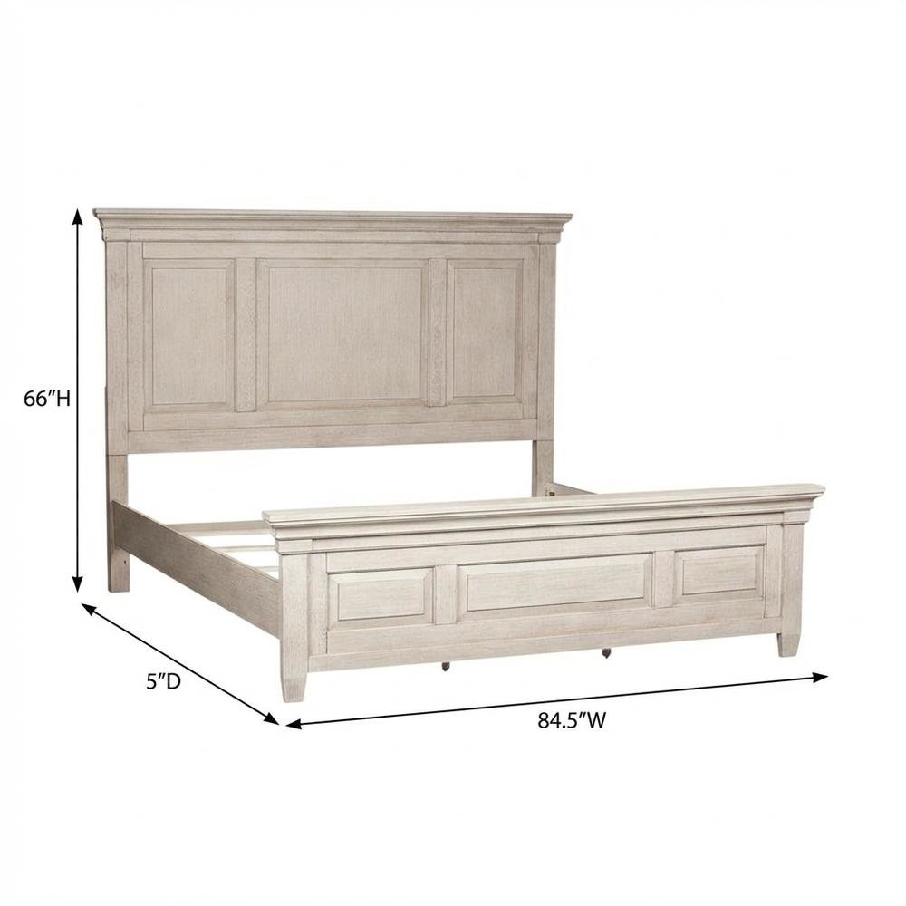 Antique White, Tobacco Top King Headboard, Solid Wood Frame, Farmhouse Design