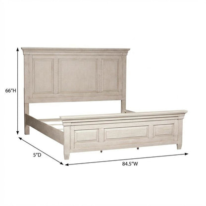 Antique White, Tobacco Top King Headboard, Solid Wood Frame, Farmhouse Design