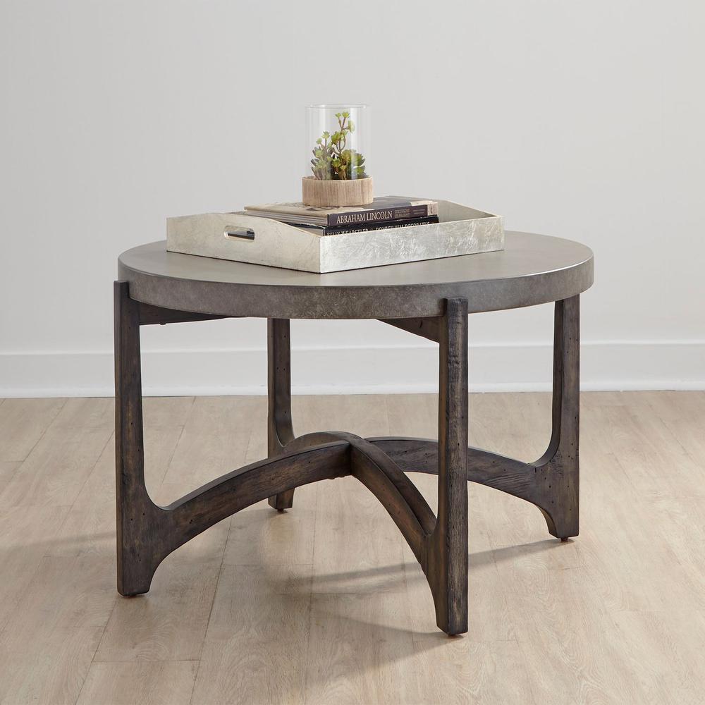 Cascade Round Cocktail Table in Wirebrush Rustic Brown