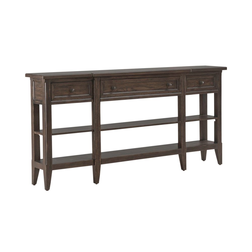 Paradise Valley Hall Console Table Traditional - Saddle Brown Oak Wood