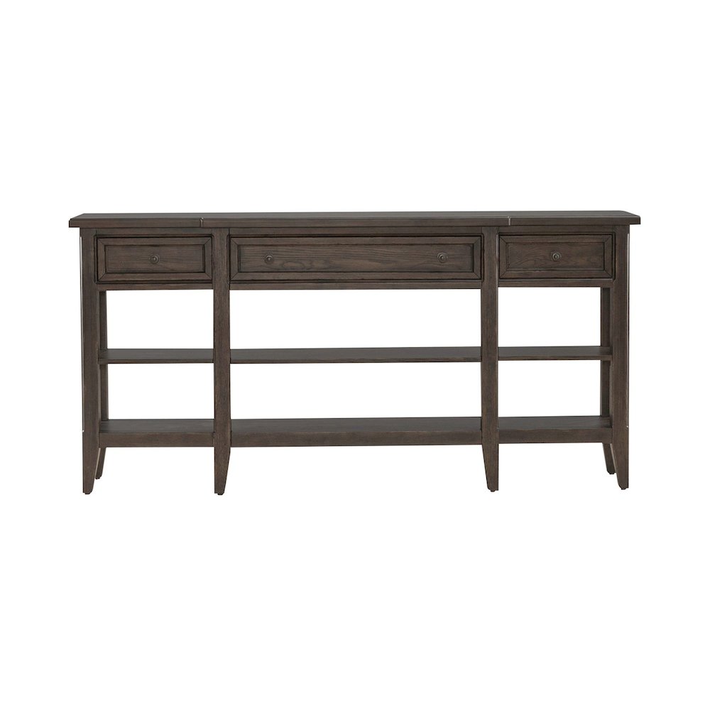 Paradise Valley Hall Console Table Traditional - Saddle Brown Oak Wood