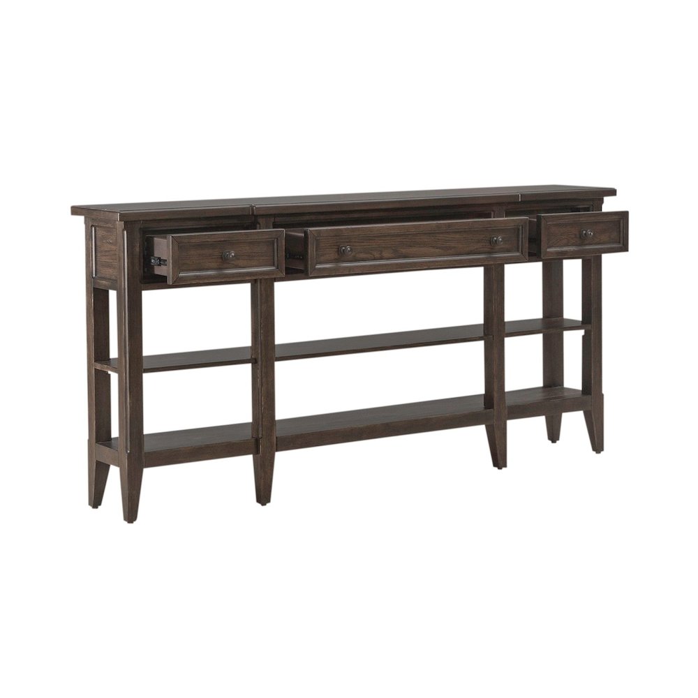 Paradise Valley Hall Console Table Traditional - Saddle Brown Oak Wood