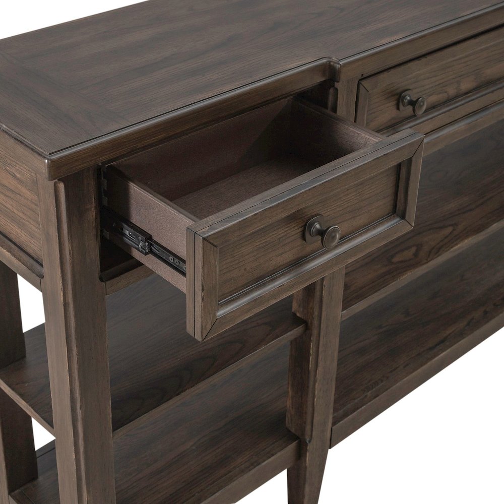 Paradise Valley Hall Console Table Traditional - Saddle Brown Oak Wood