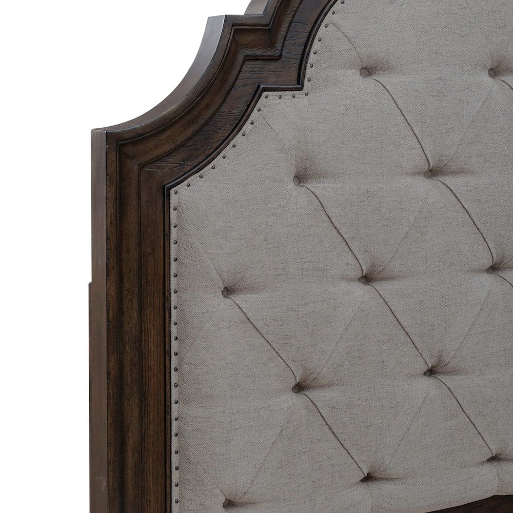Paradise Valley Queen Upholstered Arched Panel Bed Headboard - Saddle Brown