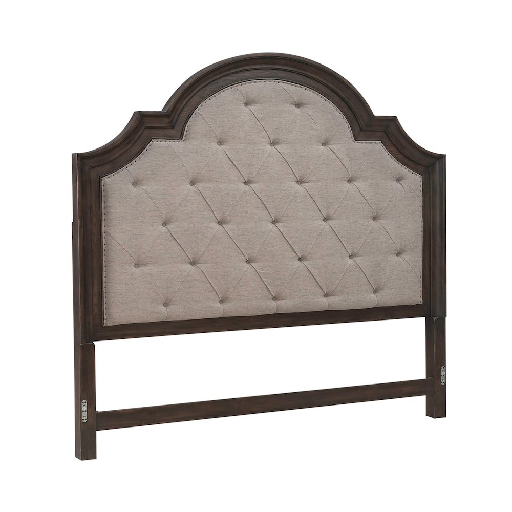 Paradise Valley King Upholstered Arched Panel Bed Headboard - Saddle Brown