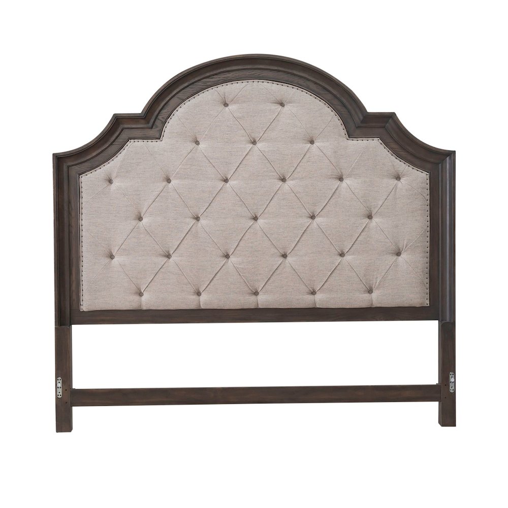 Paradise Valley King Upholstered Arched Panel Bed Headboard - Saddle Brown