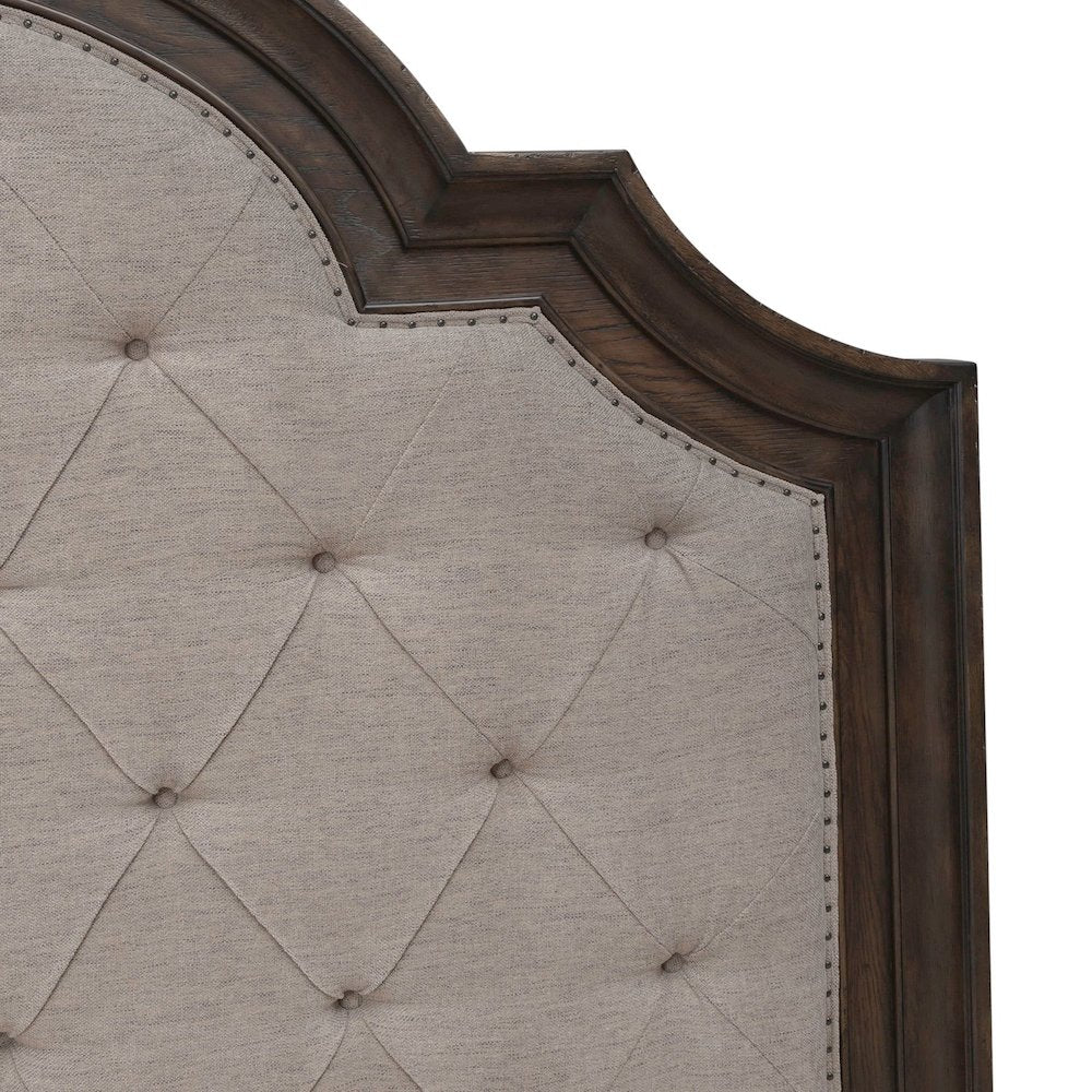 Paradise Valley King Upholstered Arched Panel Bed Headboard - Saddle Brown