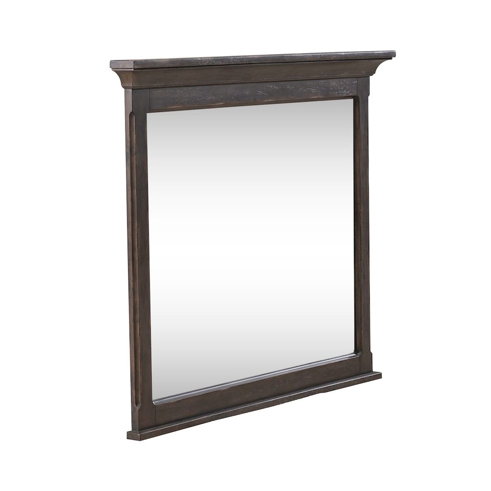 Paradise Valley Rectangular Landscape Mirror - Saddle Brown Oak Wood Frame