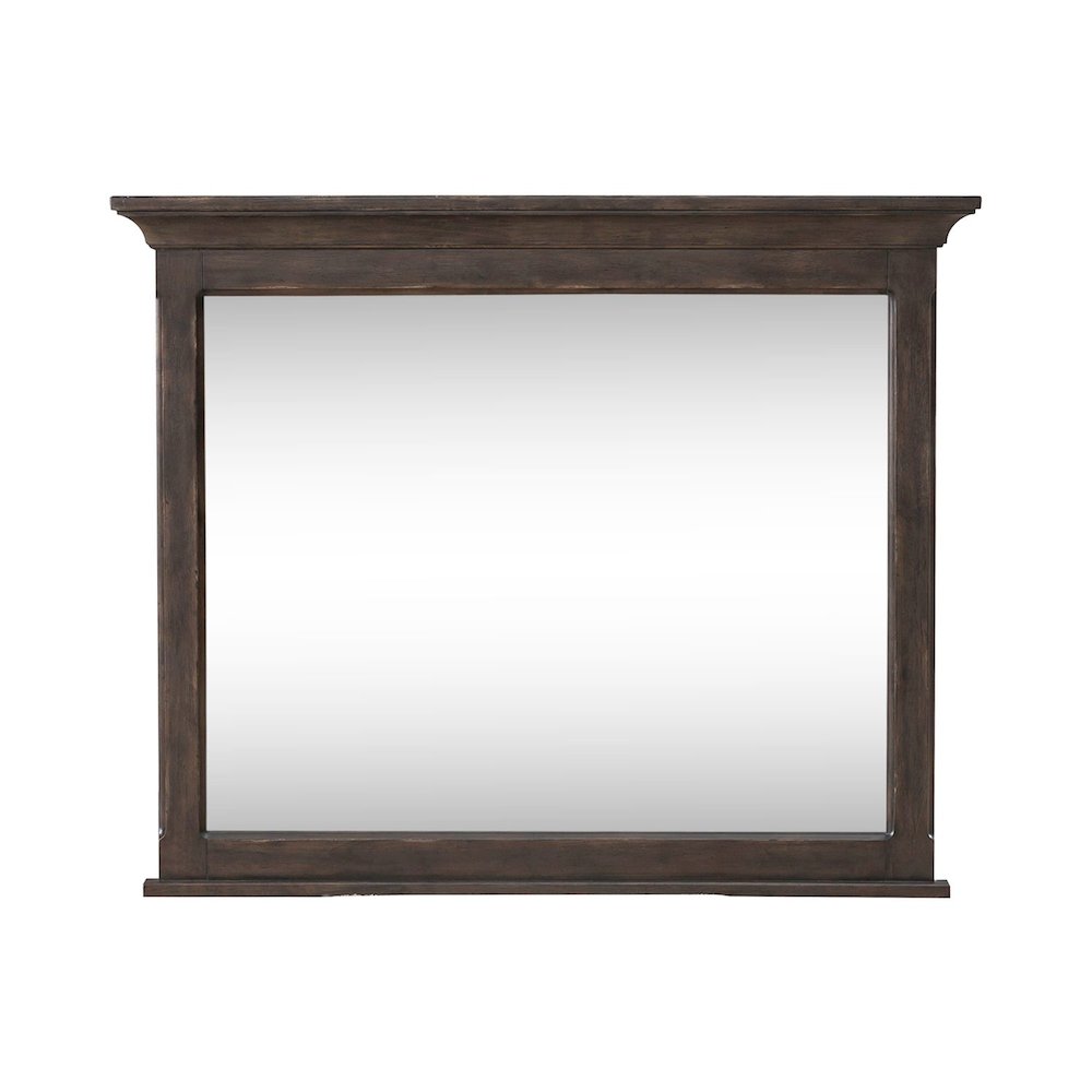 Paradise Valley Rectangular Landscape Mirror - Saddle Brown Oak Wood Frame