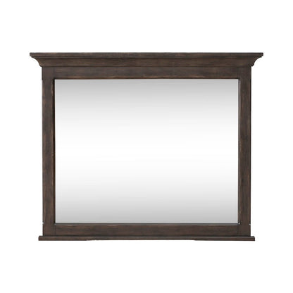 Paradise Valley Rectangular Landscape Mirror - Saddle Brown Oak Wood Frame