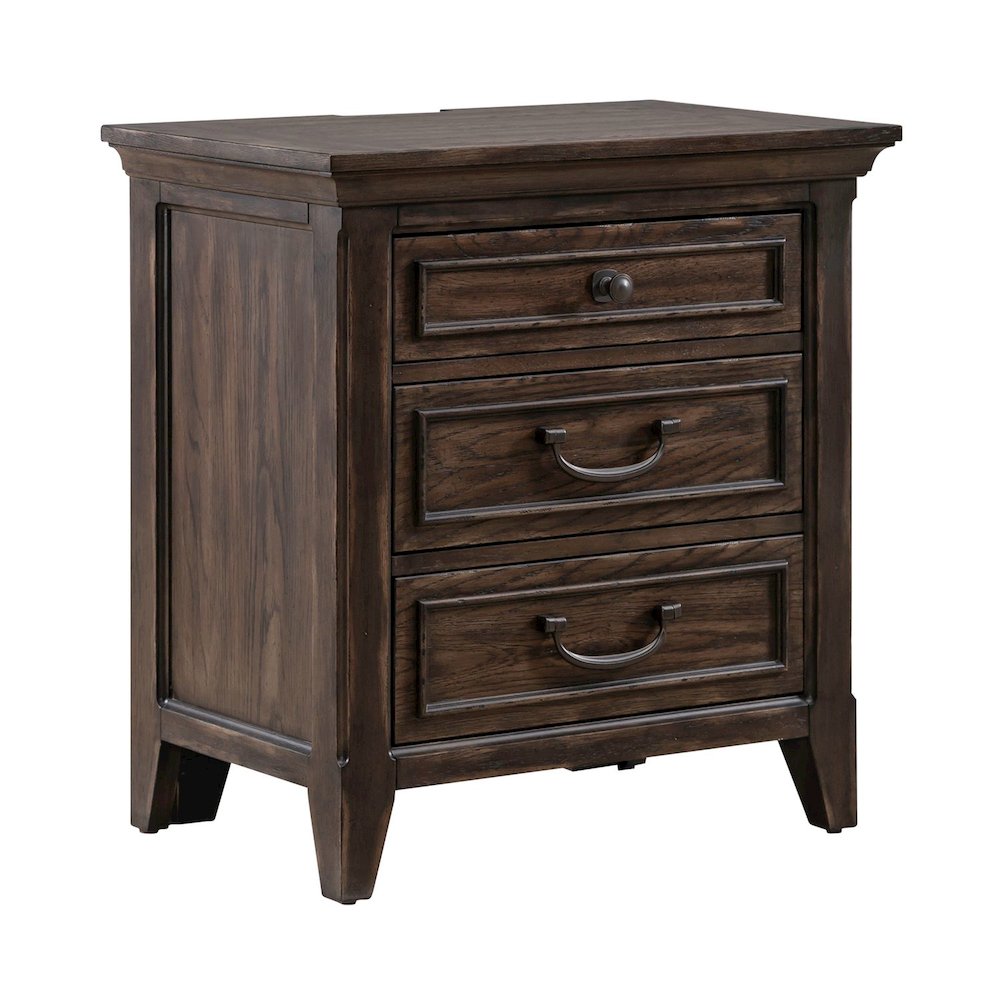 Paradise Valley Bedroom Nightstand with AC USB Charging Station - Saddle Brown
