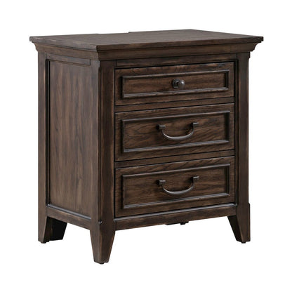 Paradise Valley Bedroom Nightstand with AC USB Charging Station - Saddle Brown