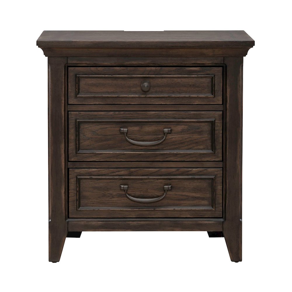 Paradise Valley Bedroom Nightstand with AC USB Charging Station - Saddle Brown