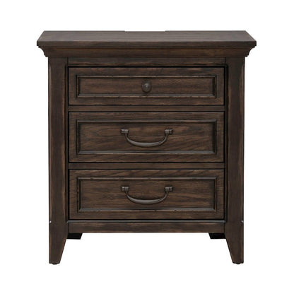 Paradise Valley Bedroom Nightstand with AC USB Charging Station - Saddle Brown