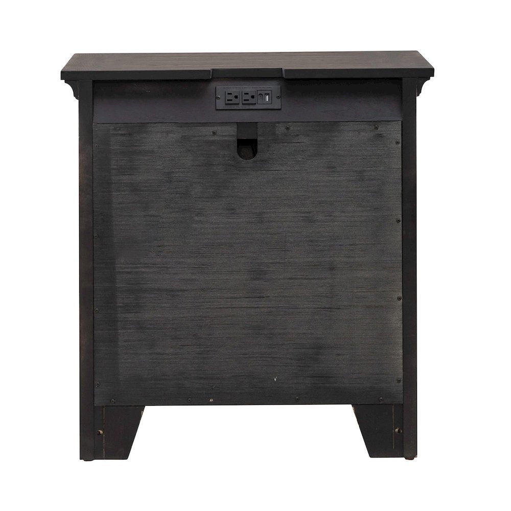 Paradise Valley Bedroom Nightstand with AC USB Charging Station - Saddle Brown
