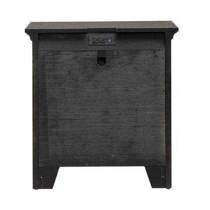 Paradise Valley Bedroom Nightstand with AC USB Charging Station - Saddle Brown