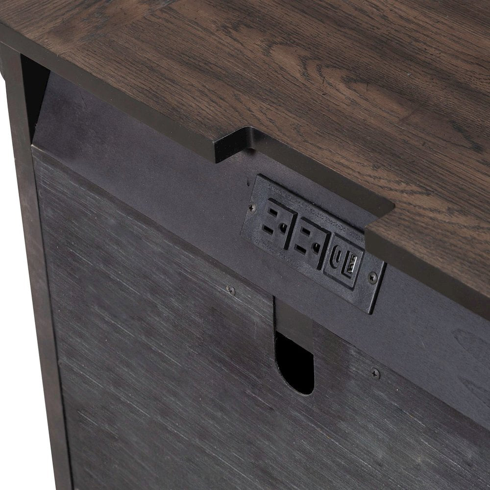 Paradise Valley Bedroom Nightstand with AC USB Charging Station - Saddle Brown