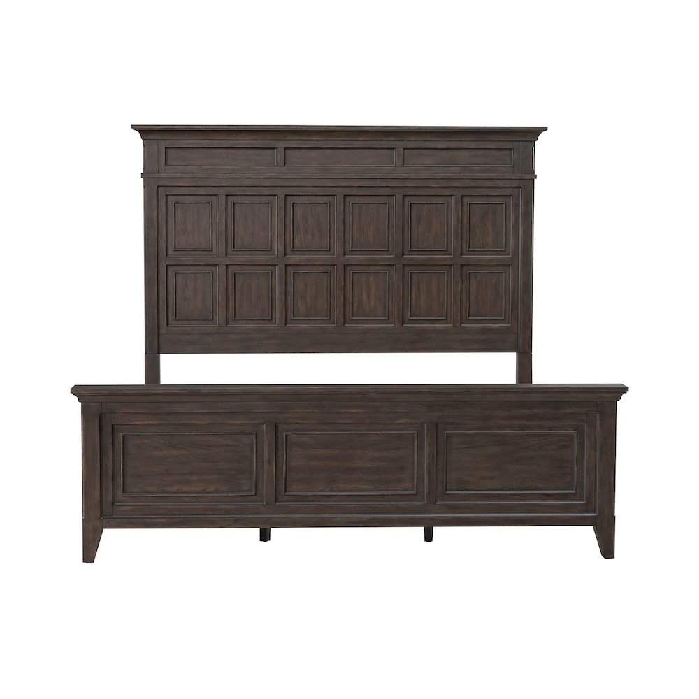 King Panel Bed in Rubberwood Solids & Split Heart White Oak Veneers