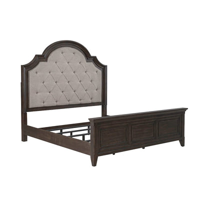 King Uph Bed in Rubberwood Solids & Split Heart White Oak Veneers
