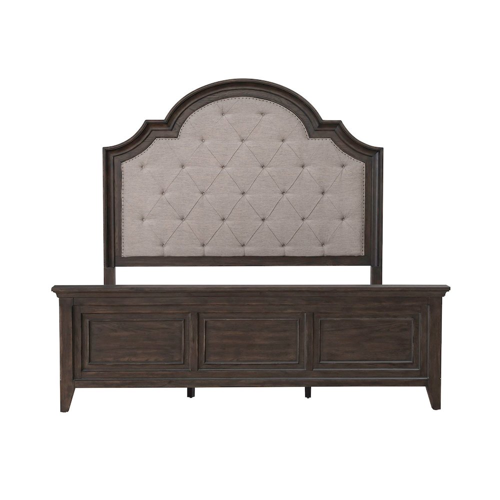King Uph Bed in Rubberwood Solids & Split Heart White Oak Veneers