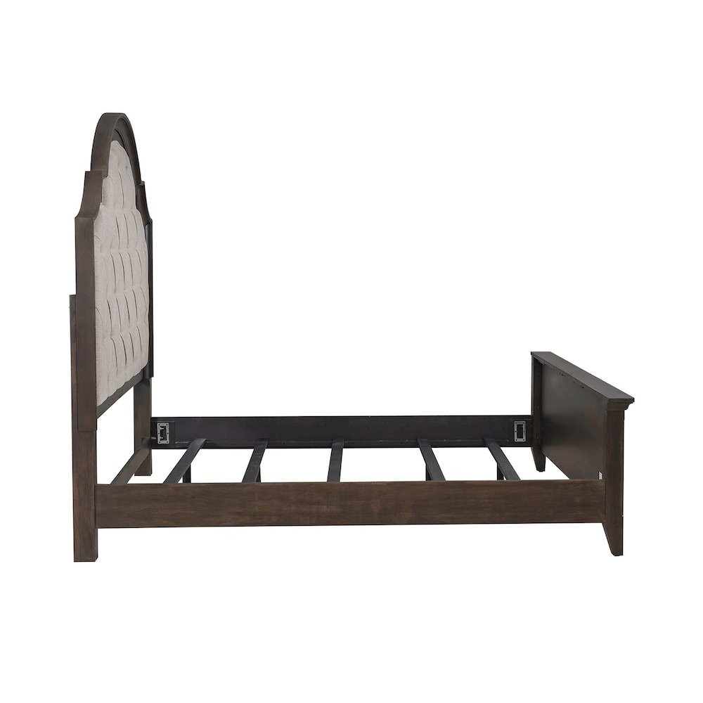 King Uph Bed in Rubberwood Solids & Split Heart White Oak Veneers