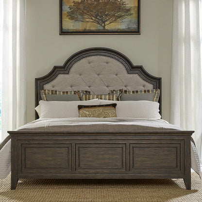 King Uph Bed in Rubberwood Solids & Split Heart White Oak Veneers