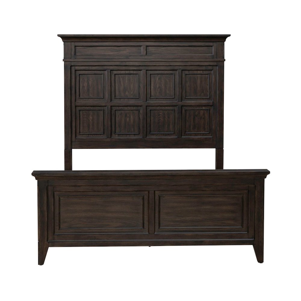 Queen Panel Bed in Rubberwood Solids & Split Heart White Oak Veneers