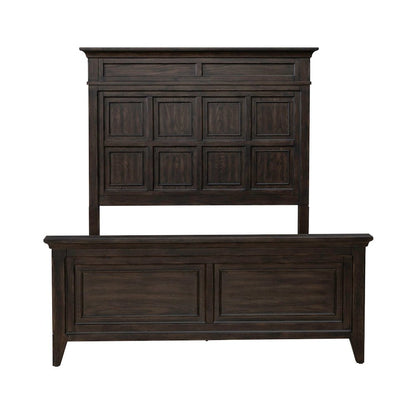 Queen Panel Bed in Rubberwood Solids & Split Heart White Oak Veneers