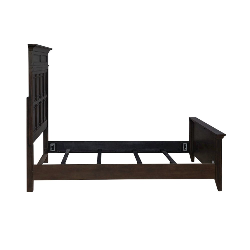 Queen Panel Bed in Rubberwood Solids & Split Heart White Oak Veneers