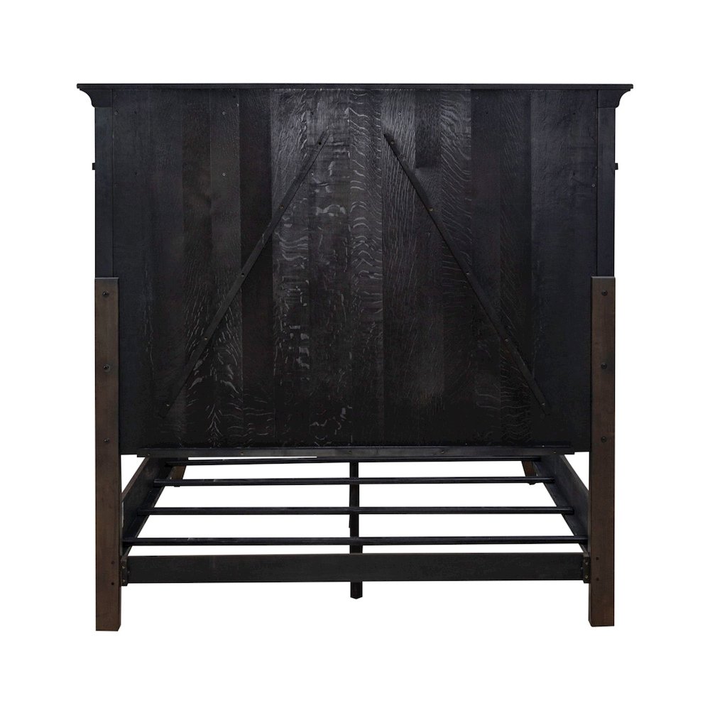 Queen Panel Bed in Rubberwood Solids & Split Heart White Oak Veneers