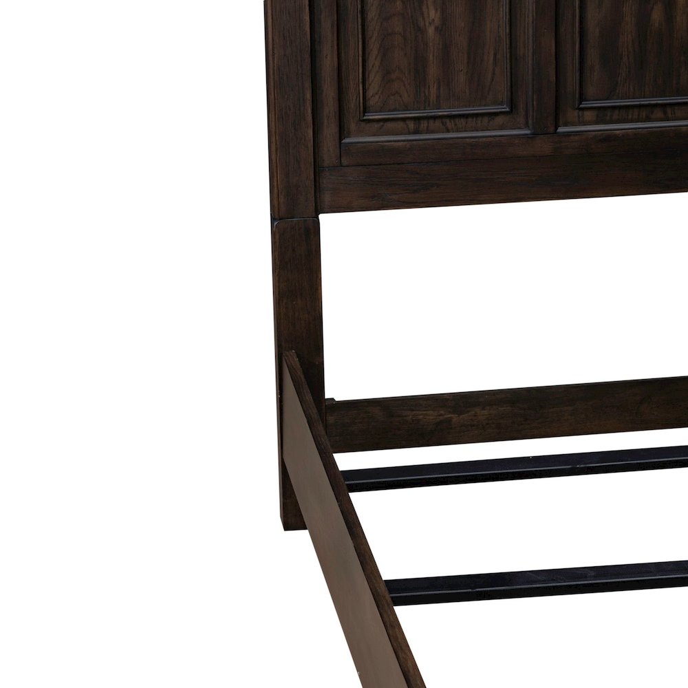Queen Panel Bed in Rubberwood Solids & Split Heart White Oak Veneers