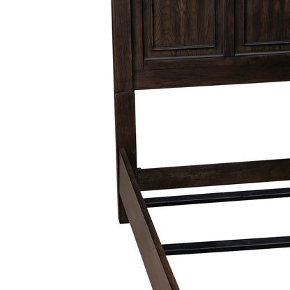 Queen Panel Bed in Rubberwood Solids & Split Heart White Oak Veneers