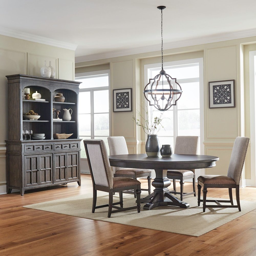 Paradise Valley Optional 5 Piece Pedestal Table Set - 4 Upholstered Back Chairs
